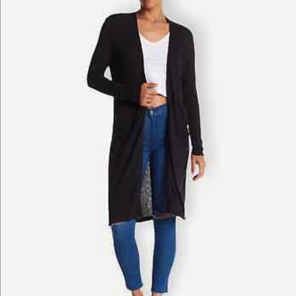 Abound Longline Cozy Black Sweater Cardigan W/ Pockets
